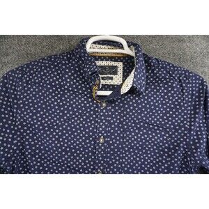 Across The Pond Shirt Mens Small Button Up Blue Long Sleeve Cotton